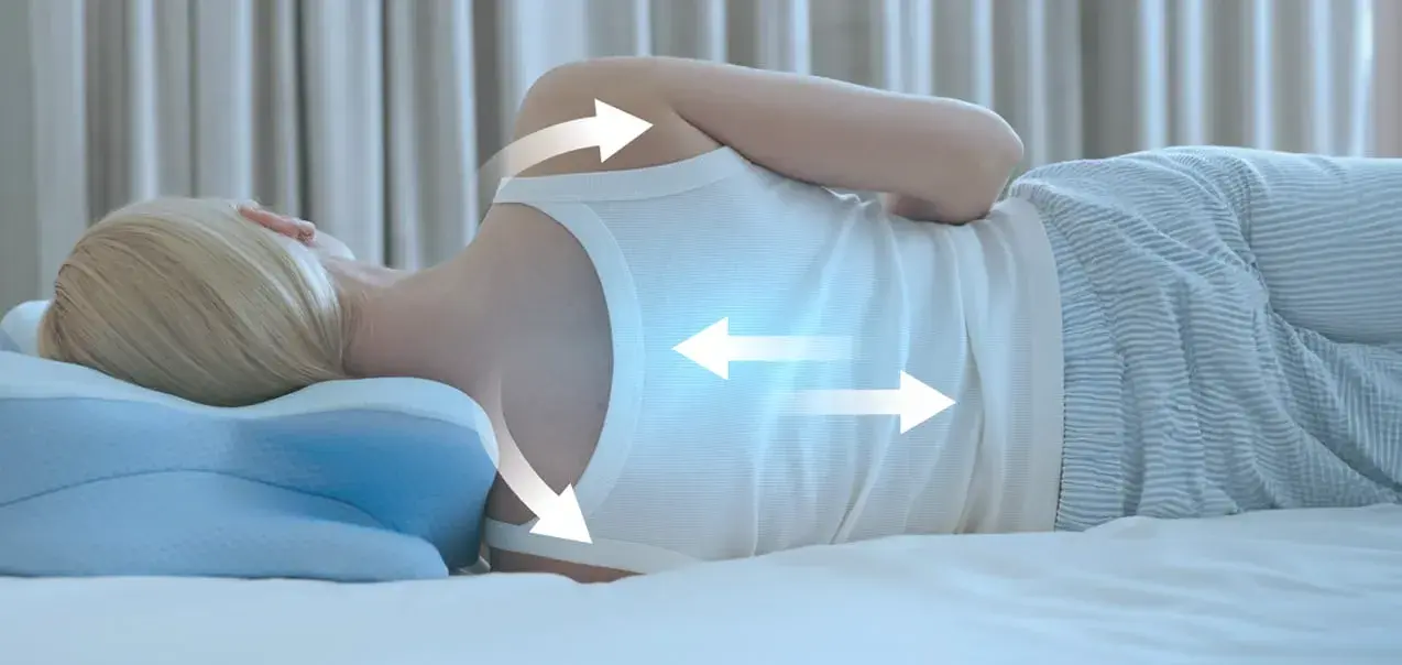 Spinal alignment during sleep with Derila Ergo Pillow